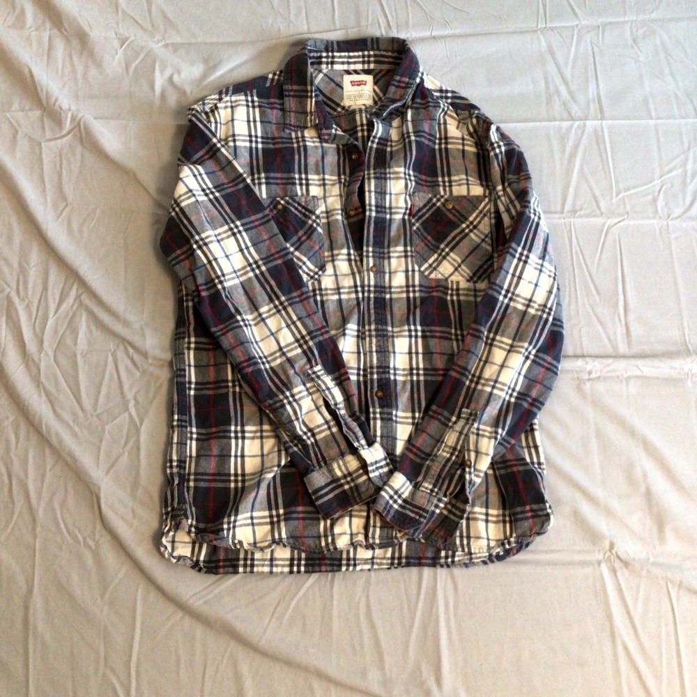 Levi Strauss & Co. Men's Flannel Shirt Large Multicolor Cotton Plaid Button-Up